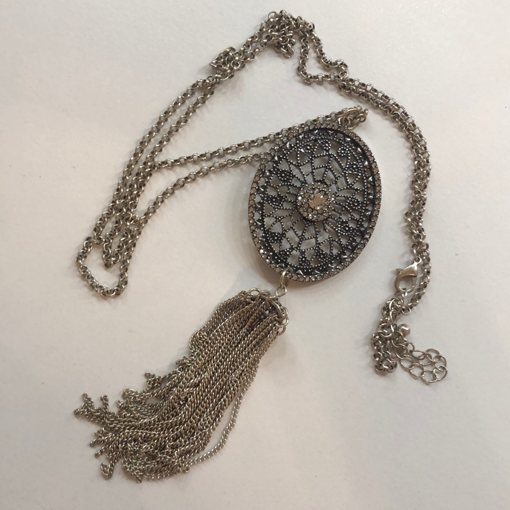 Long silver Necklace